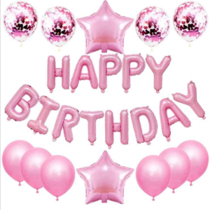 Happy Birthday Balloon Banner Set 25pcs Foil Letters Confetti Stars Party Kit